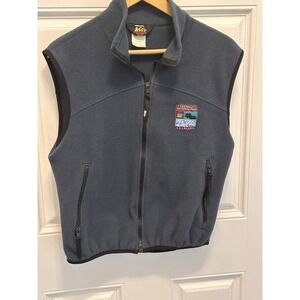 Mount Denali, REI Vest Men's S Gray, Black Trim Fleece Full Zip/Pockets